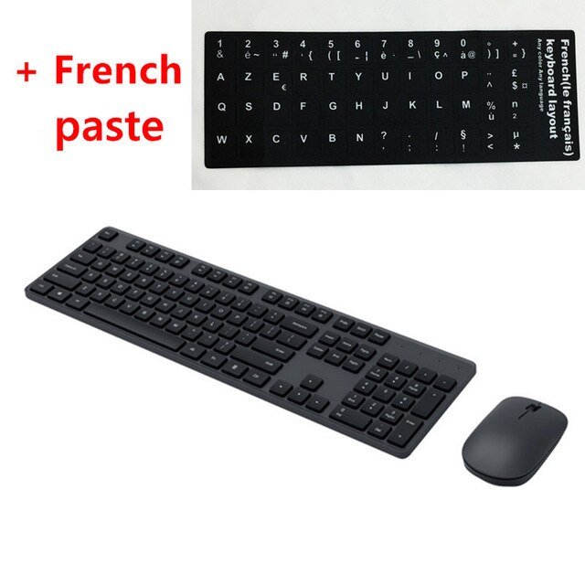 Xiaomi näppäimistö hiiri setti  rf 2.4 ghz langaton toimistonäppäimistö 104 näppäintä windows pc yhteensopiva usb peli näppäimistö venäjä pasta: Musta ja fr tahna