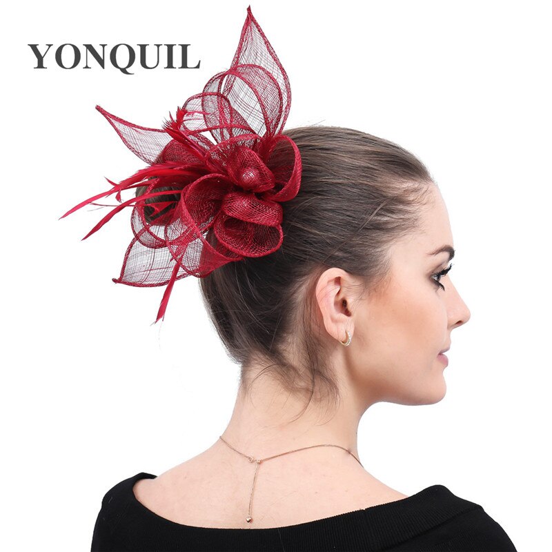 Chique veren hoofddeksels voor dames, dames fascinator, bruidshoofdtooi, chique veren haaraccessoires, kerkelijke linnen hoeden