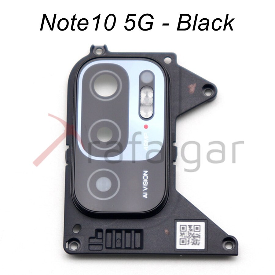 Original Rear Back Camera Glass Lens Cover For Xiaomi Redmi Note 10/Note10 Pro 5G Camera Glass+Frame Holder Bezel Replacement: Note10 5G-Black