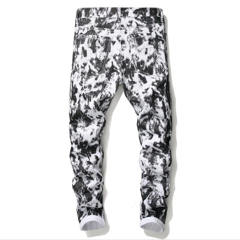 Kleurenprint heren jeans 100%  katoenen slim jeans broek heren broek  #5640