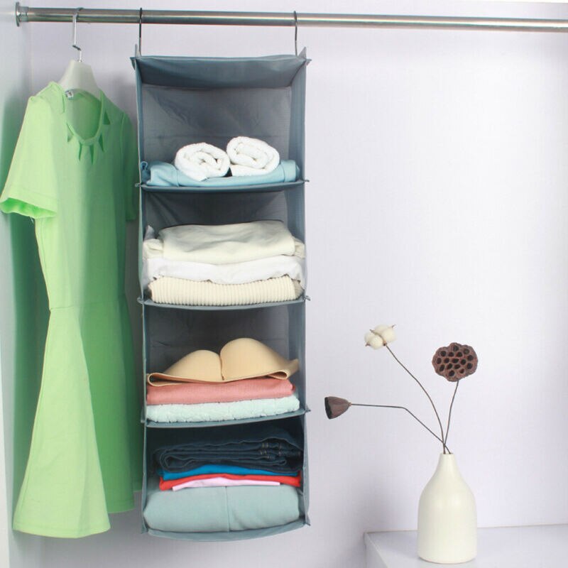 Hanging Wardrobe Organizer Storage Bag Closet Shelf Cloth Hanger Rack Container