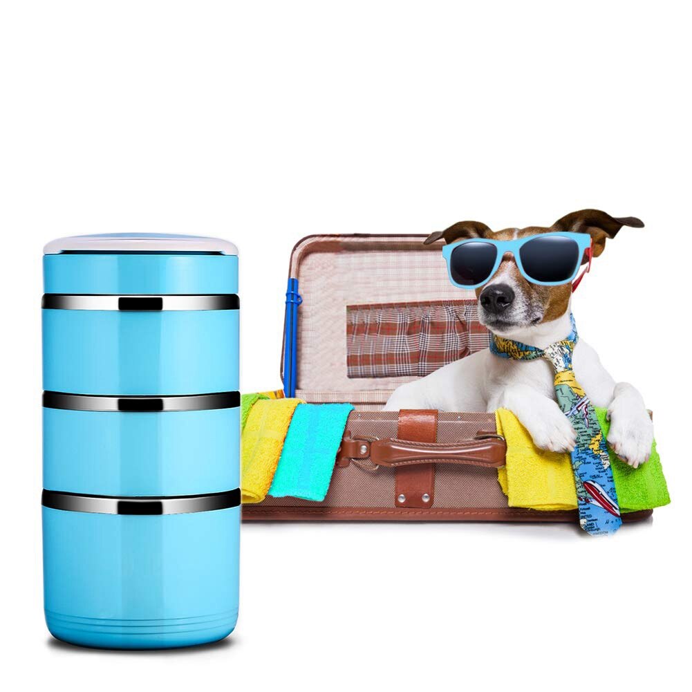 Spill Proof Travel Bowl Portable Stainless Steel Multiple Layers Pet Water Food 3-Layer Leak-Proof Stainless Steel Lunch Box