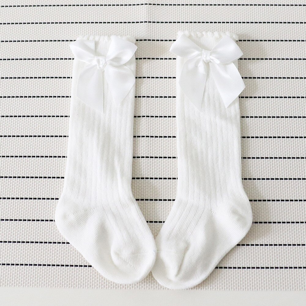 freundlicher Socken Kleinkinder Mädchen Großen Bogen Kniehohe Lange Weiche Baumwolle Spitze Baby Kniekousen Meisje freundlicher Kleidung