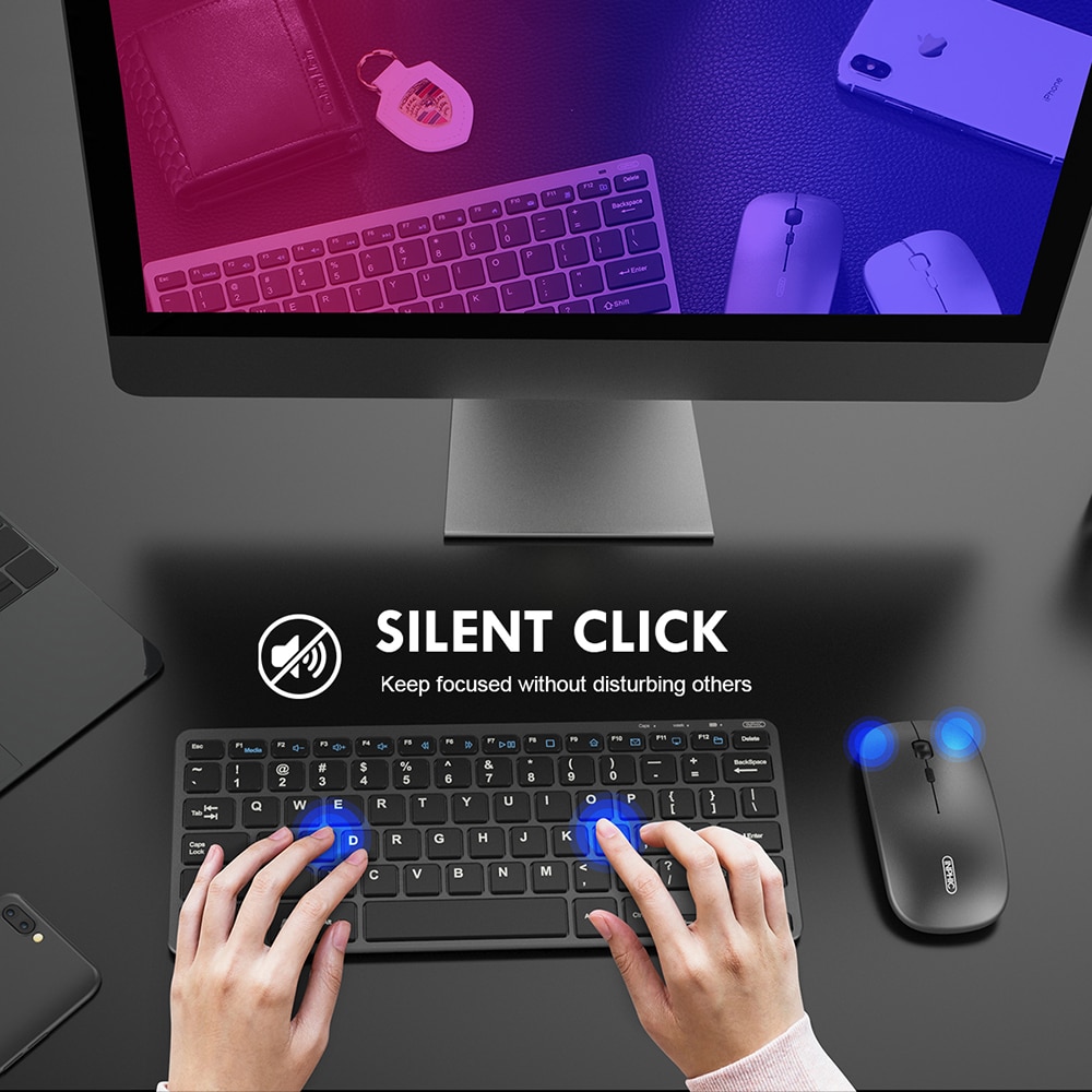 Wireless Keyboard and Mouse Rechargeable bluetooth 2.4G Wireless Keyboard With Mouse Noiseless Ergonomic Keyboard For Macbook PC