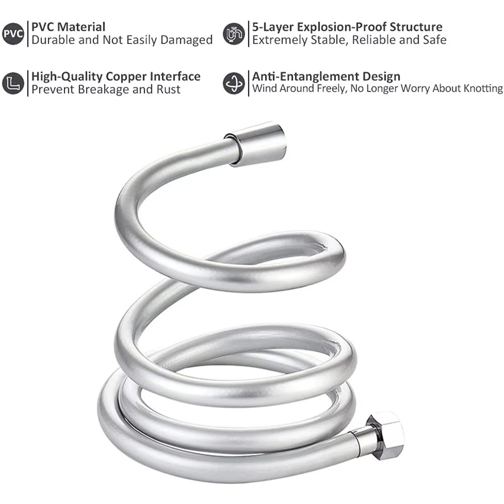 Manguera de ducha de silicona 1.5/2MPVC, agua de alta presión, potentes tubos multicapa, accesorios de baño