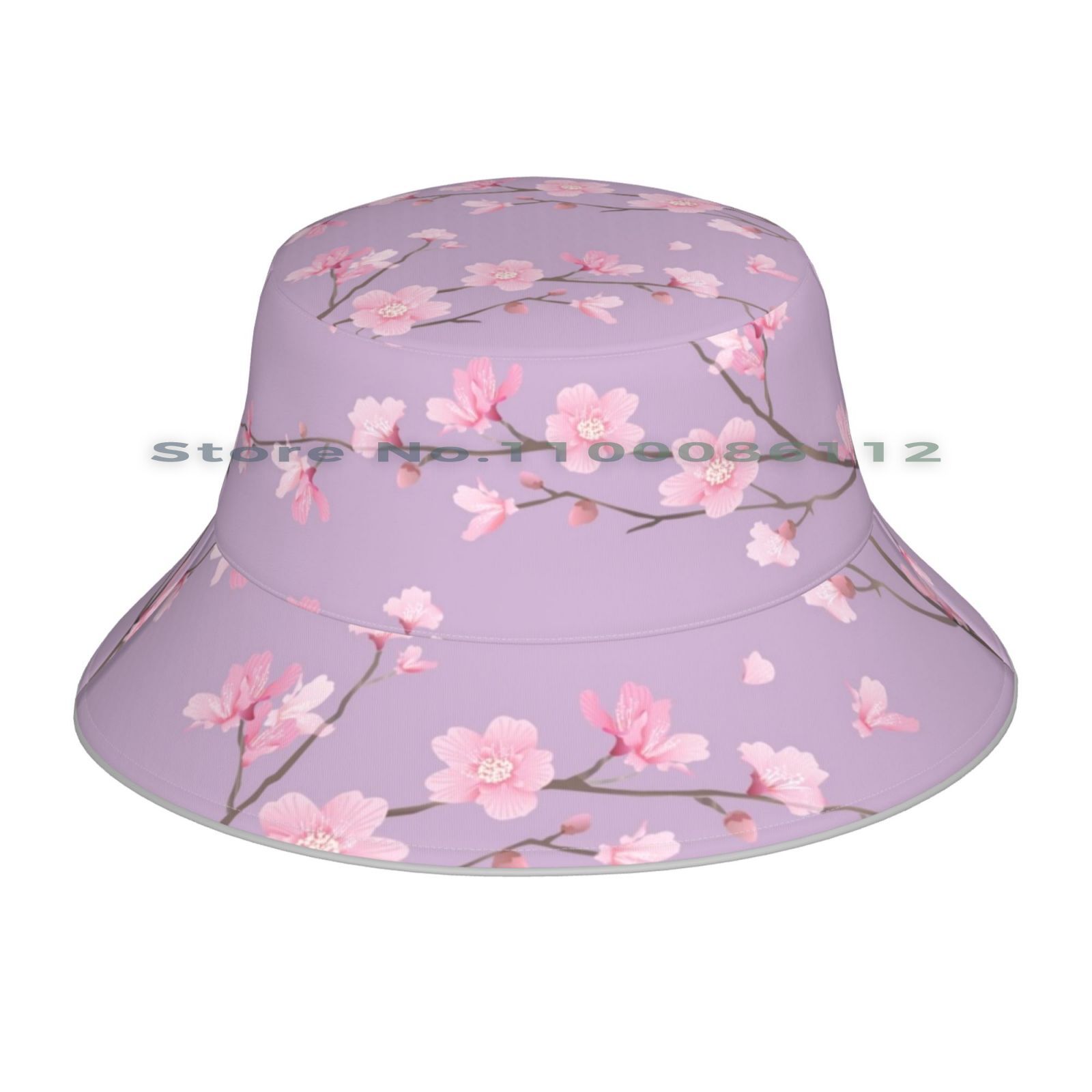 Cherry Blossom-Pastel Purple Bucket Hat Sun Cap Cherry Blossom Tree Japanese Cherry Blossom Sakura Flower The Cherry Tree