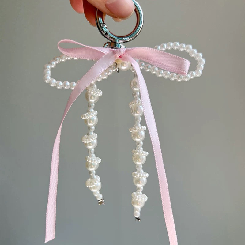Colgante con dije para teléfono Y2K, bonito llavero Kawaii con lazo rosa, bolso, correa para teléfono, llavero con cordón para teléfono móvil para niña, joyería de cumpleaños DIY