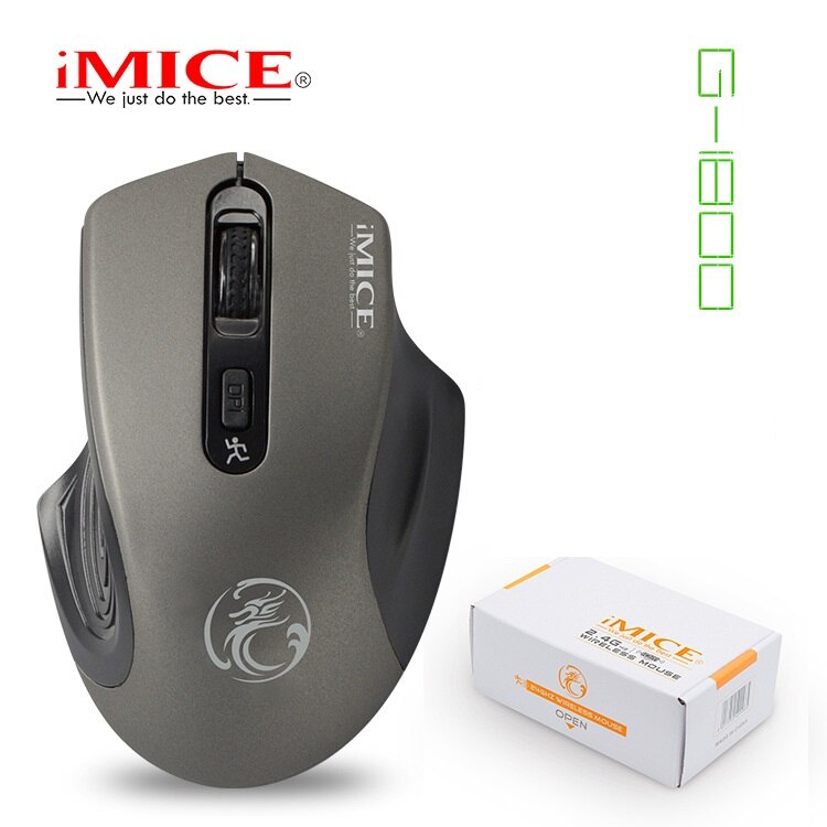 IMICE-ratón inalámbrico con Bluetooth para videojuegos, Mouse silencioso de 2,4G, con 4 botones, para de oficina y negocios, suministro directo de fábrica G-1800: grey carton
