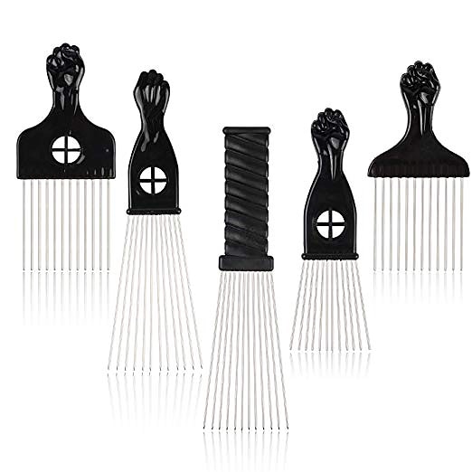 Leeven 5 Size Afro Comb Metal African American Pick Comb Hairdressing Styling Tool for Hair Styling style comb