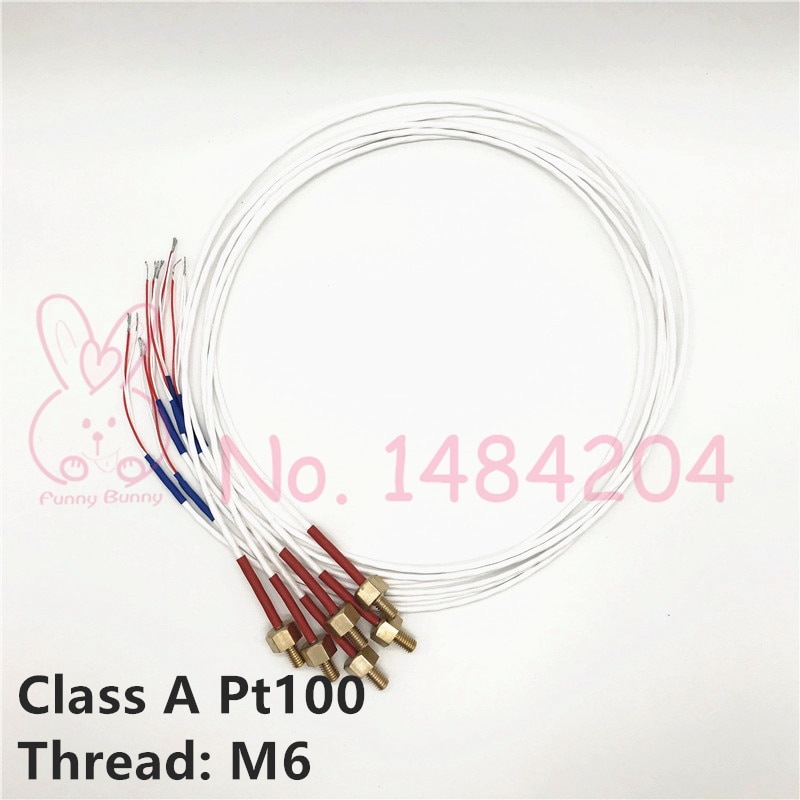 High Precision PT100 Temperature Sensor Class A RTD Probe M4 Brass Screw Thread 6mm 3-Core Teflon Wire 750mm for Coffee Machine