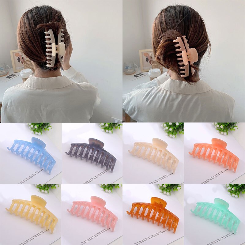 Koreaanse Acryl Haarspelden Grote Haar Claws Clip Geometrische Barrette Krab Snoep Kleur Shark Clip Paardenstaart Bad Clip Haar Accesoires