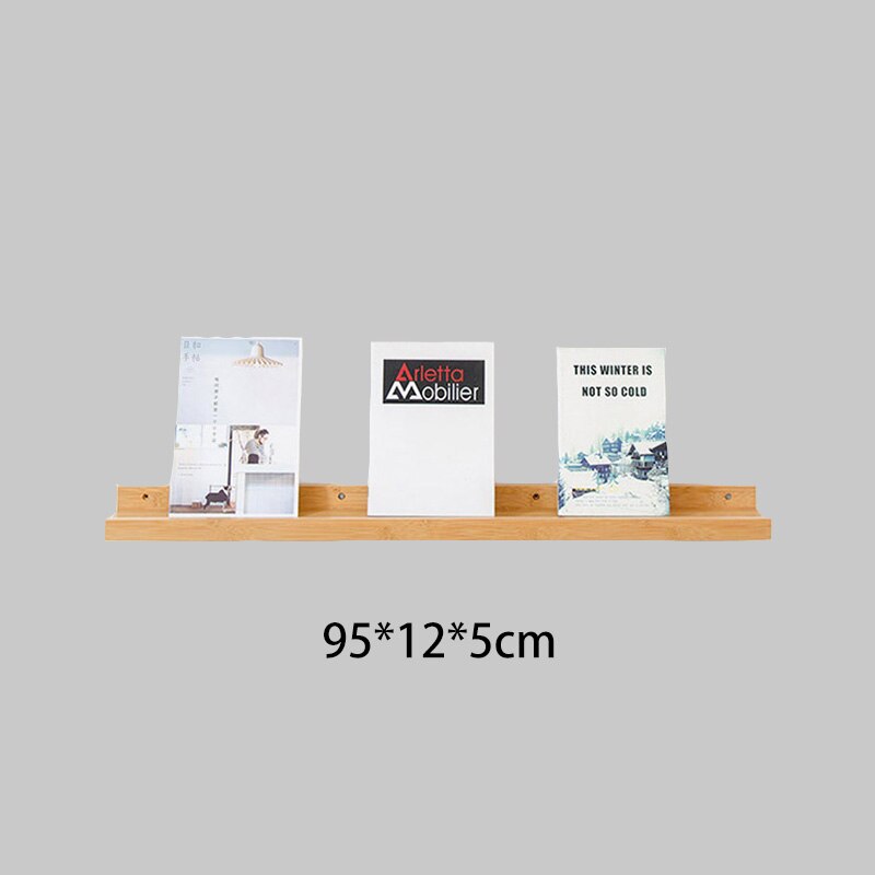 Estante de madera para pared estantería de decoración de pared de bambú nórdico, organizador de decoración para el hogar, estante de almacenamiento, estante de pared para libros, figuritas, estantes de exhibición para manualidades: Natural 95x12x5cm