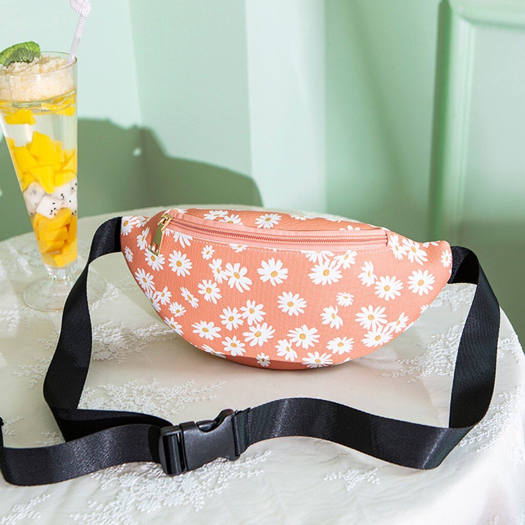 Women Flowers Zipper Messenger Bag Beach Chest Bag Waist Bag Phone Bag Outdoors Sports Bag Woman Decorate Bag#4