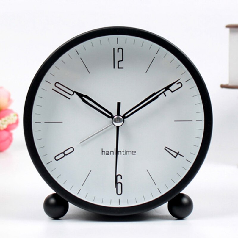 Analog Alarm Clock, 4 Inch Super Silent Non Ticking Small Clock with Night Light, Battery Operated, Simply