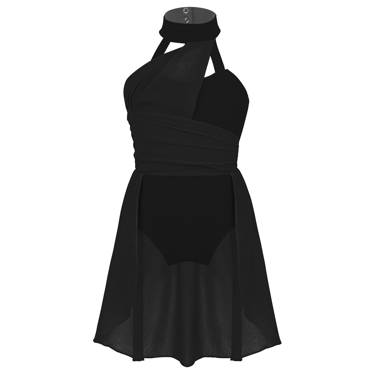 Kid Meisjes Ballet Dans Turnpakje Jurk Mouwloos Ruches Chiffon Lijfje Gekooide Rug Gymnastiek Kunstschaatsen Lyrische Dans Kostuum