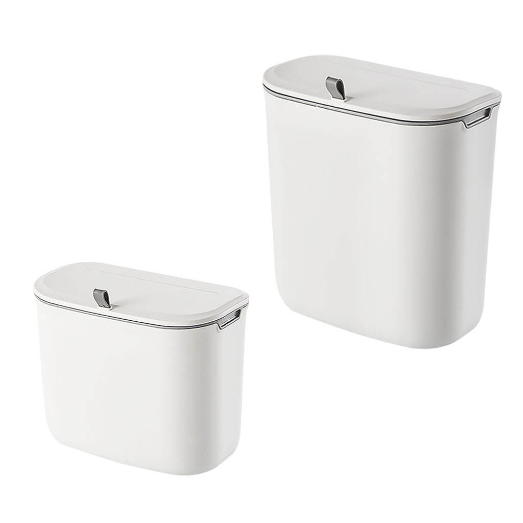 Wall Mounted Trash Can Plastic with Lid Dustbin Garbage Bin Trashcan for Kitchen Countertop Restroom Toilet Floor