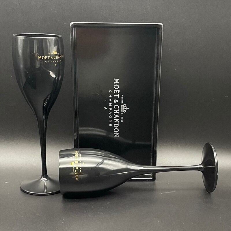 Svart mysterium plast bøtte/glass/brett champagne fløyter parti kjøler sett bar sett tilbehør: 2 influensastråle