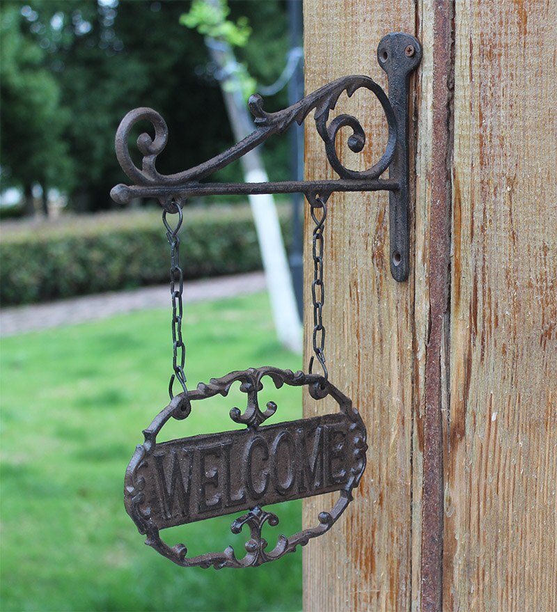 Cast Iron Vintage Wall Bracket/Welcome Sign
