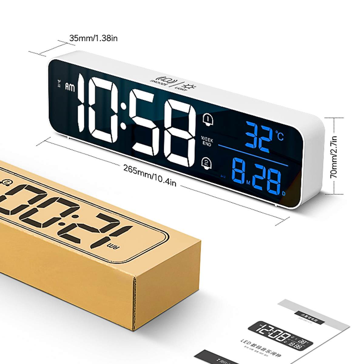LED Digital Alarm Clocks With Snooze Digital Temp Time Music Dual Clock USB Charger Large Digit Display Brightness Dimmer Clocks