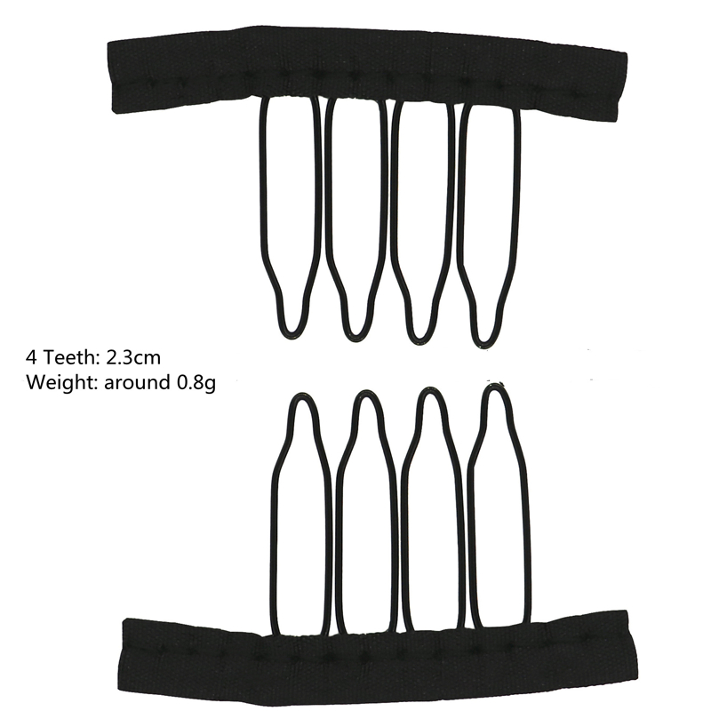 50 Stück Perückenkämme zur Sichern der Perücke, 4–7 Zähne, Perückenkamm, Perückenklammern mit Stoff für die Herstellung von Perückenkappen, Stahlmaterial, Clips, Kämme