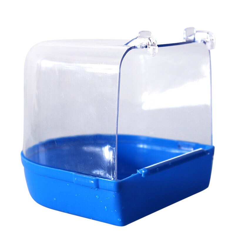 Bañera de Baño de aves para loros, suministros de baño para loros, bañera de Baño de aves, jaula, suministros para mascotas, Baño de aves de ducha, contenedor de pie: Azul