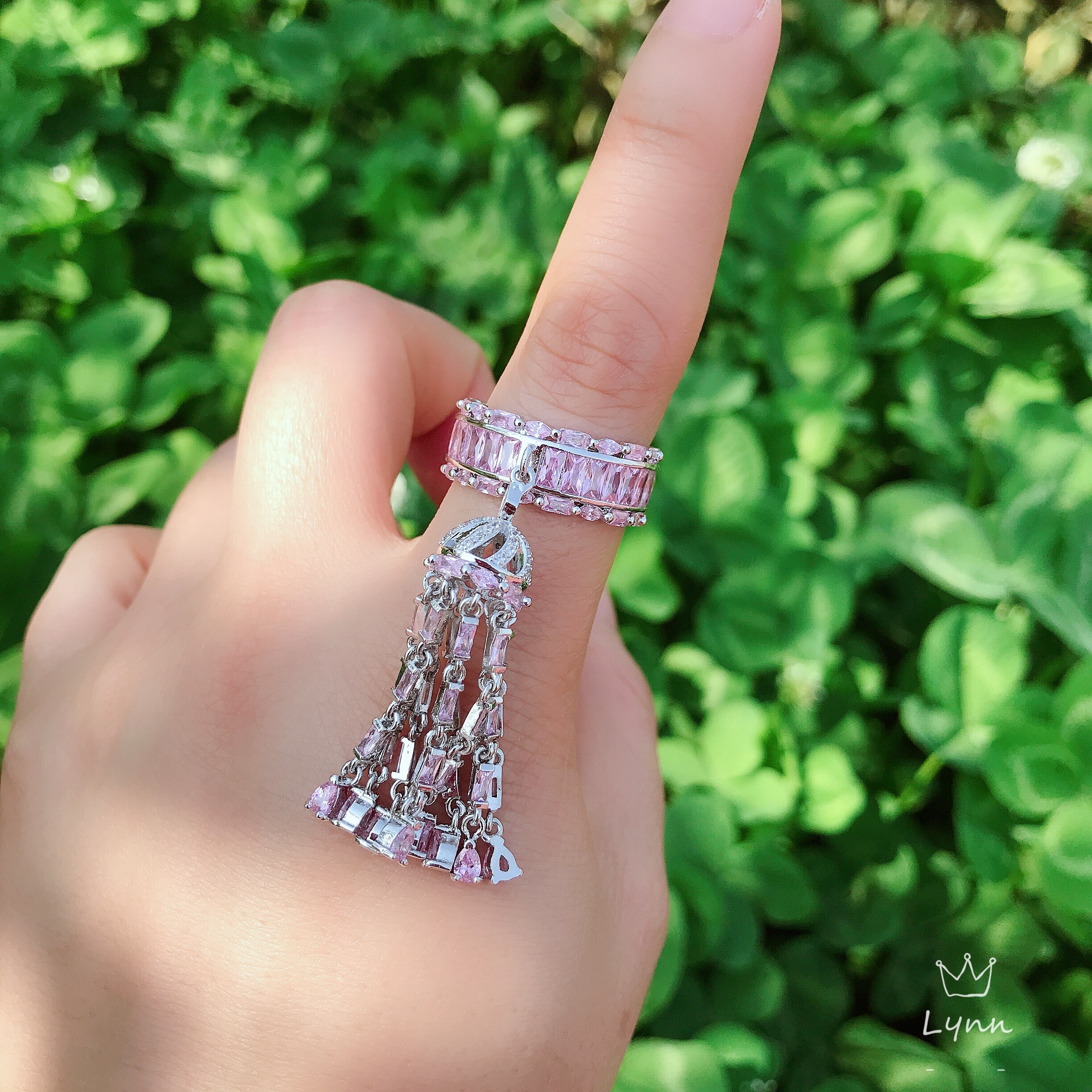 Trendy Vrouwen Sieraden Hand Gemaakt Zirconia Lange Keten Kwastje Staart Ring Trouwring Voor Vrouwen Bijoux J1883