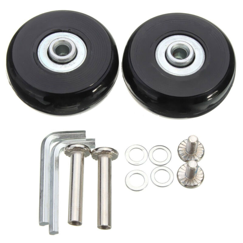 Black 2 Set Luggage Bag Parts Accessories Luggage Suitcase Replacement Wheels Repair OD 50mm Axles Deluxe