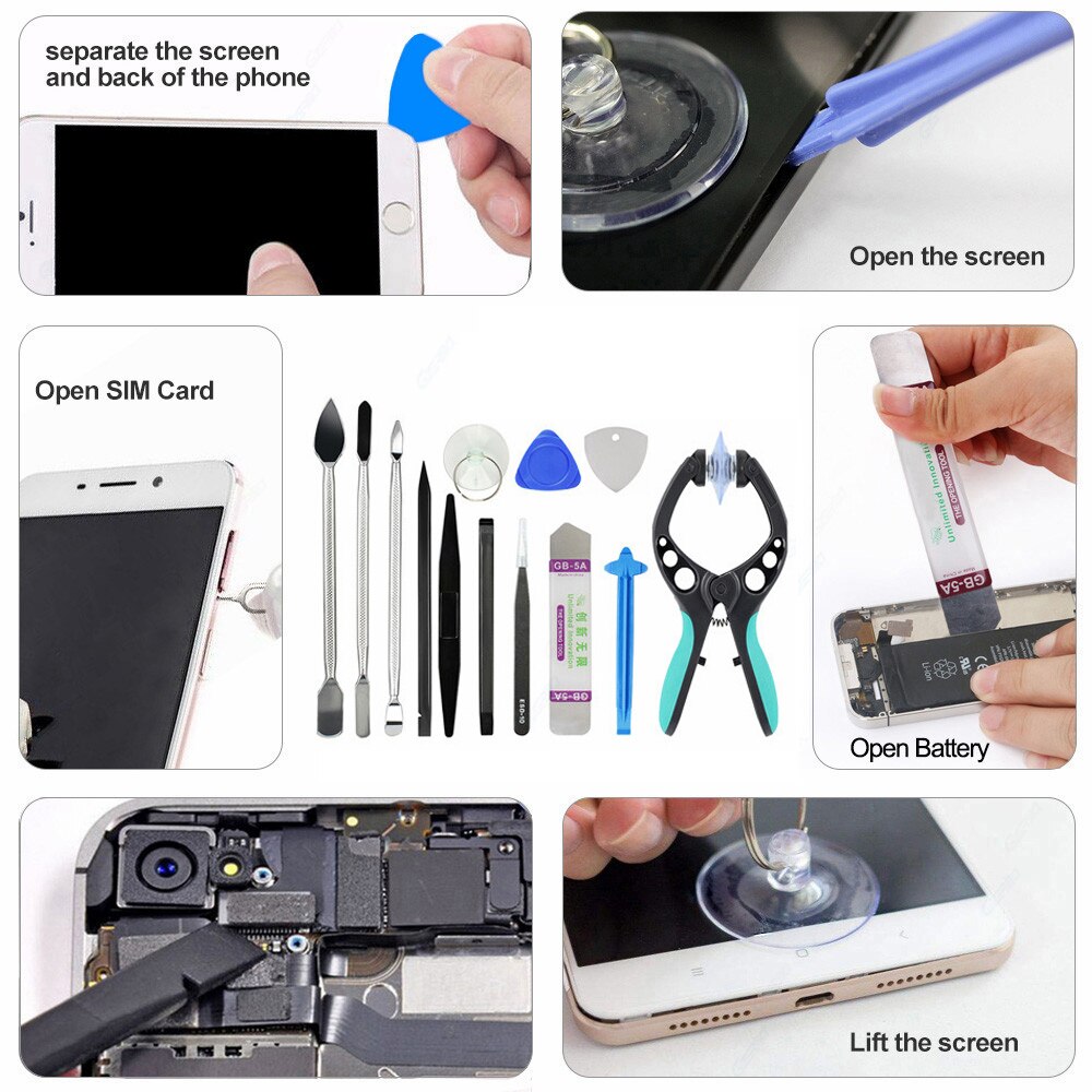 Gzerma 13 In 1 Mobiele Telefoon Zuignap Tangen Lcd-scherm Opening Gereedschap Voor Iphone Laptop Tablet Telefoon Reparatie Tools nieuwsgierige Gereedschap