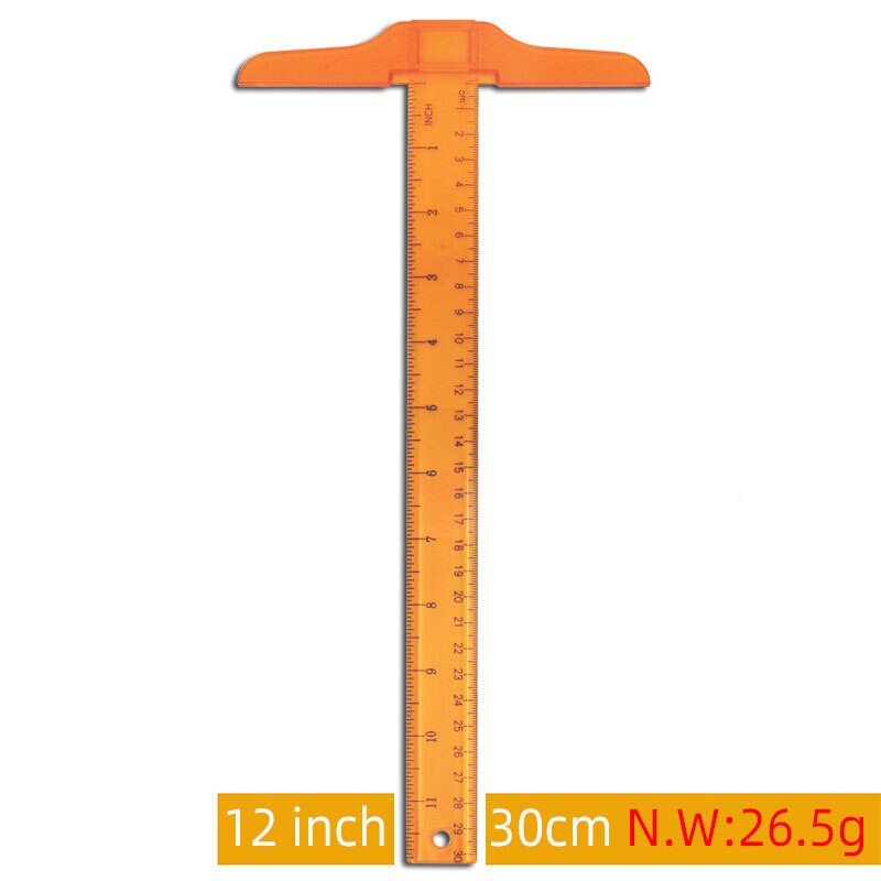 30cm/12" Plastic T-Square Metric Ruler cm/inch Double Side Scale T Shaped Ruler Measuring Tool DU55