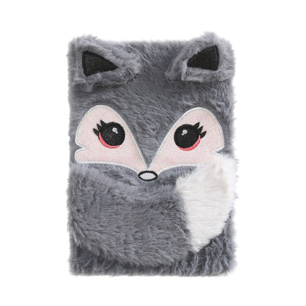 Cute Fur Rabbit Notebook For Kids A5 Diary Notepad Plush Agenda Planner Children Line Daily Note Book School Shetchbook: gray fox
