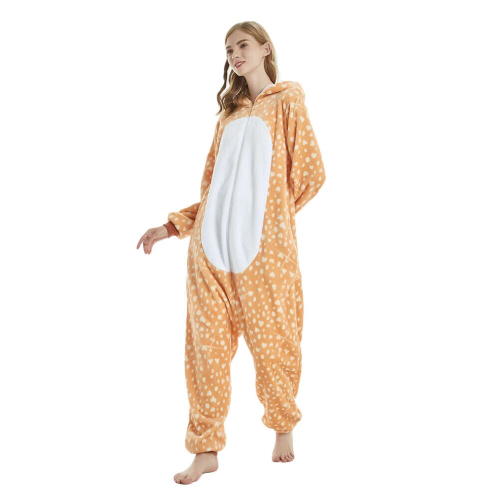 Leuke Dier Pyjama Elanden Kostuum Jumpsuit Hooded Kids Onesie Kinderen Kigurumi Vrouwen Nachtkleding Nachtkleding