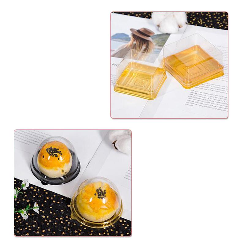 50 Stuks Plastic Vierkante Maan Cake Verpakking Ei-Yolk Bladerdeeg Container Golden Verpakking Mooncake Dozen En Verpakkingen bruiloft