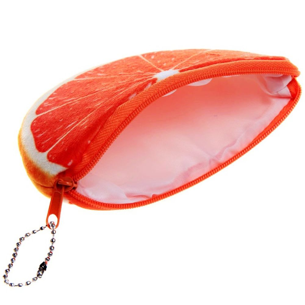 Mode Oranje Watermeloenen Halve Cirkel Portefeuilles 3D Dames Portemonnee Zachte Afdrukken Fruit Tassen Kinderen Kleding Pouch voor Kids