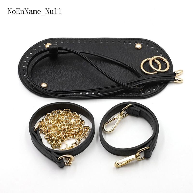 Bolsa de mano de ganchillo hecha a mano DIY, 5 unidades por juego, bolsa de accesorios, correa de cadena de cuero Artificial al hombro, asa para bolsa, repuesto inferior
