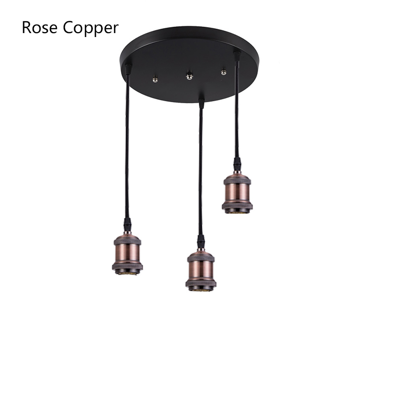 E27 Socket Aluminum Light Lamp Holder E26 Screw Bulb base Vintage Pendant lights Industrial Retro Fittings lamp holder Fixture: Rose Copper Round