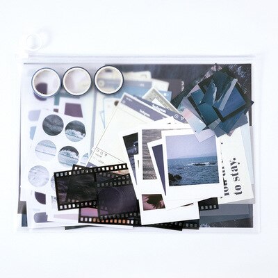 Diy Scrapbooking Sticker Label Masking Craft Tape Literary album series Tape sticker material paper set Decorative Stickers: blue