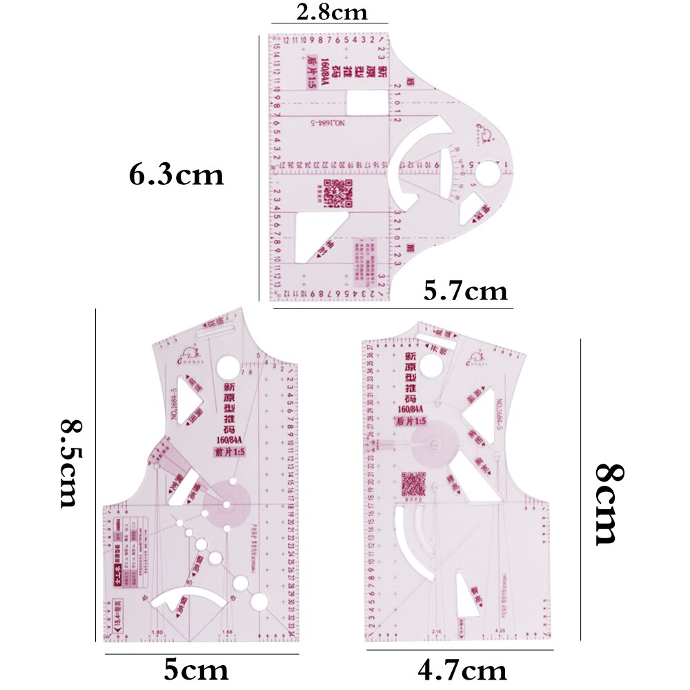 2 uds herramientas de costura pequeña curva de plástico regla de dibujo a medida regla para coser costura de patrones DIY ropa