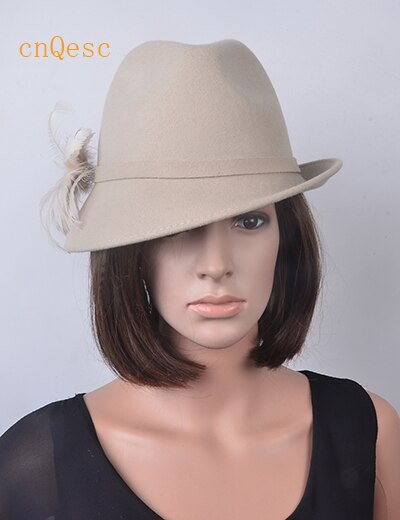 100% Dames derby vrouwen hoed Wol vilten hoeden voor winter kerk Derby. orange grijs beige geel, paars bruin rood zilver