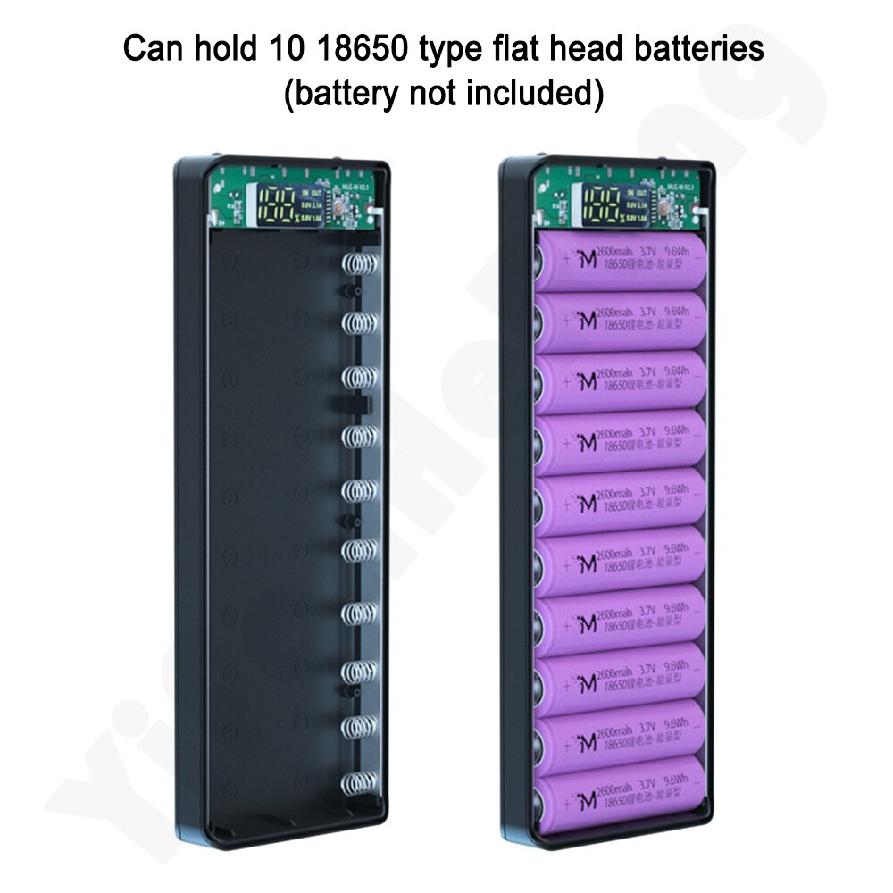 Diy-gehäuse für 10*18650 powerbanks, externes 5v- pd-schnelllade-akku-aufbewahrungsgehäuse zum laden von mobiltelefonen, tragbar