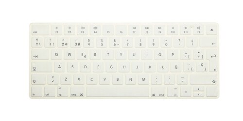Spanish Language Silicone Keyboard Cover Skin for Apple Magic Keyboard Wireless Bluetooth MLA22LL/A A1644 European ISO Layout: white