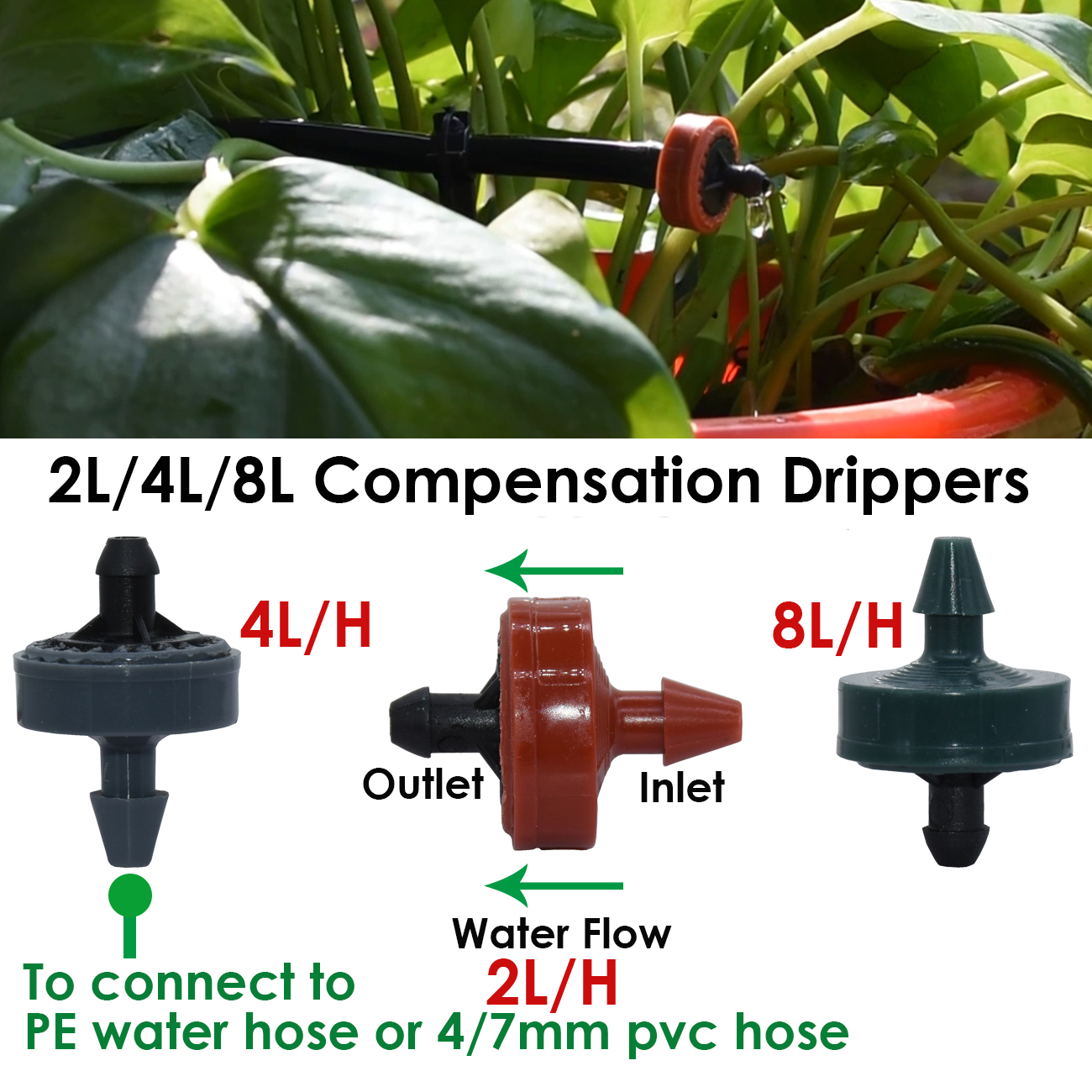 KESLA Tuin 2L/H Groene Bocht Pijl Druppelaars Druppelirrigatie Watering Systeem Kit 3/5mm Slang voor plantenpot Bonsai Gereedschap Kas