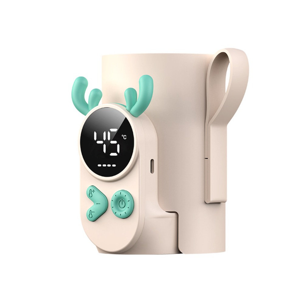 Portable Baby Bottle Warmer Fast-charging Digital Display Travel Milk Heating Sleeve Waterproof Temperature Adjustment: WHITE
