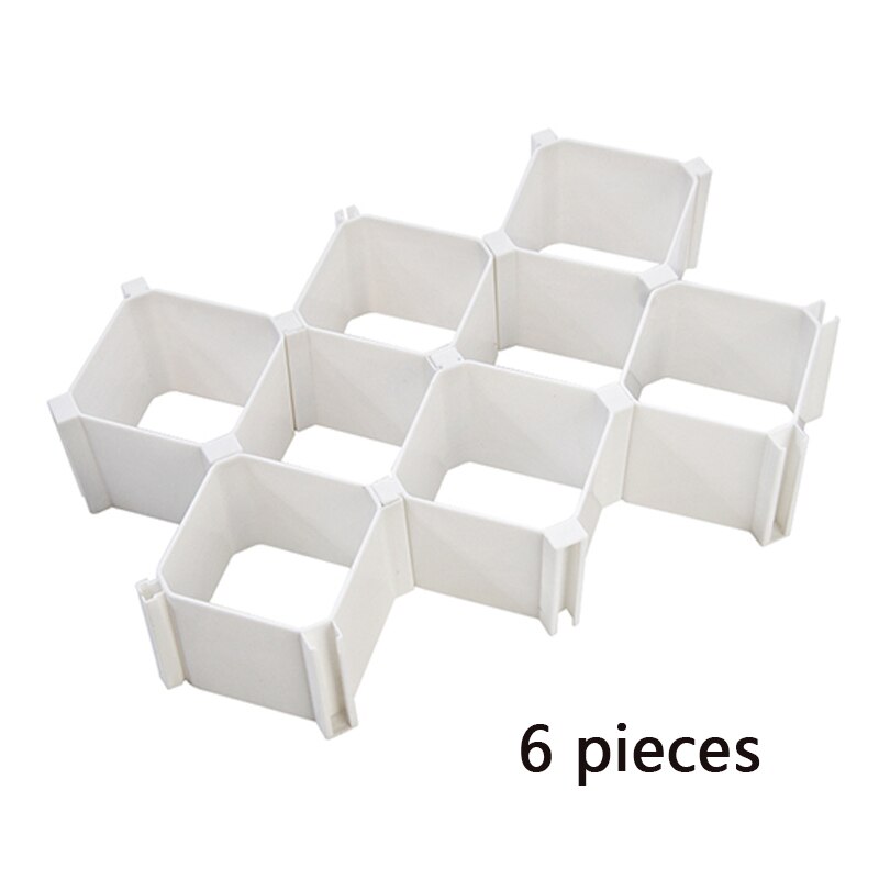 6Pcs DIY Plastic Drawer Adjustable Grid Separator Divider Partition Storage Organizer Underwear Socks makeup Clapboard Organizer: B