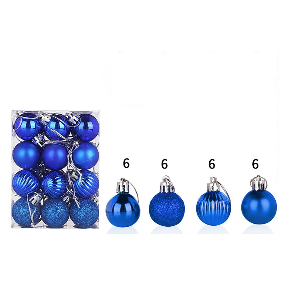24PCS 30mm Christmas Ball For Christmas Tree Ornaments Hanging Home Party Xmas Decorations Navidad palline natalizie SD: Deep Sapphire
