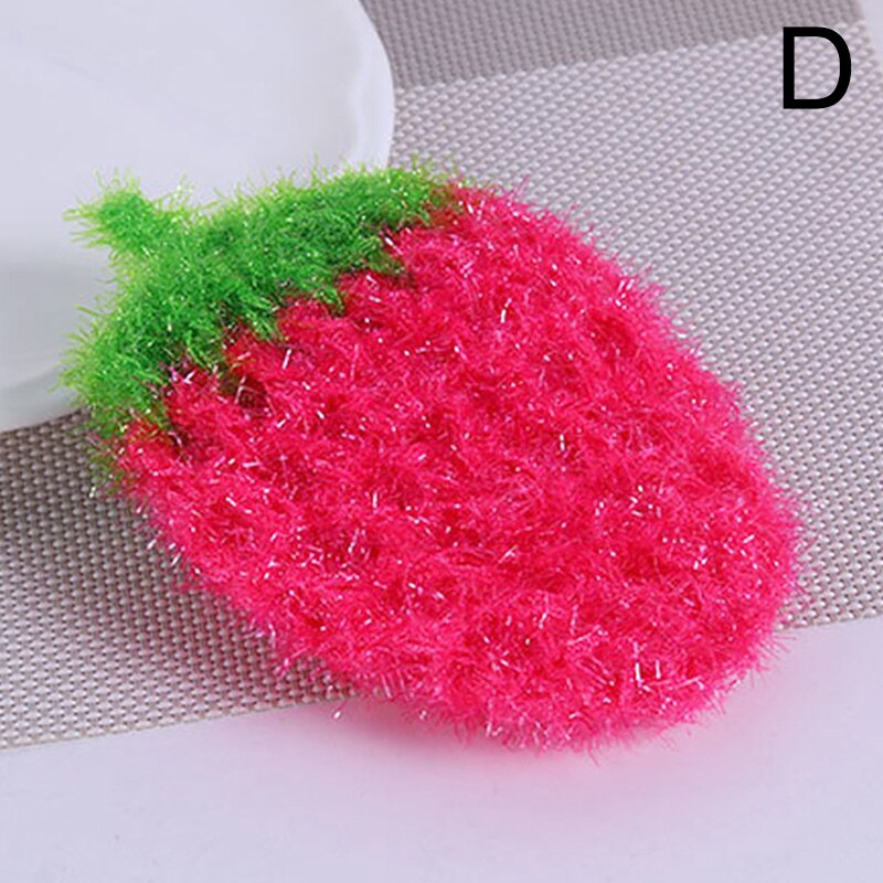 1Pc Strawberry Polyester Yarn Dish Cloth Kitchen Cleaning Brush Dishwashing Brush Cleaning Brushes Pot Pan Sponge Scouring Pads: D