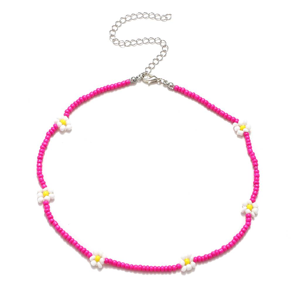 EN Korea Lovely Daisy Flowers Choker Necklace Women y2k Beads Necklace Of Women Girl For Party Beach Trendy Jewelry: ENS81285-02