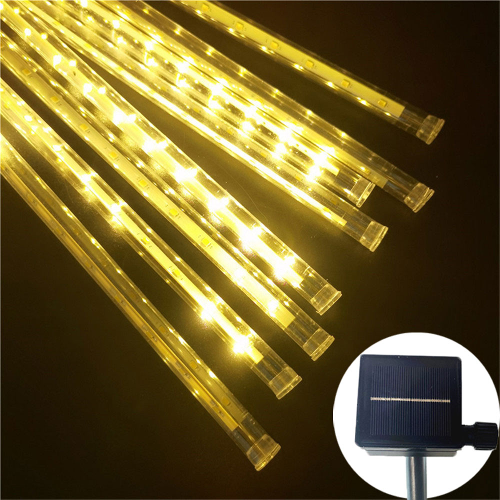 8 Röhren 50 cm LED Meteorschauer Solar- LED Lichterketten draussen Gebühr Girlande Weihnachtsbaum Dekor Garten Terrasse Straßenlaternen: sonnig Gelb / 6-10W
