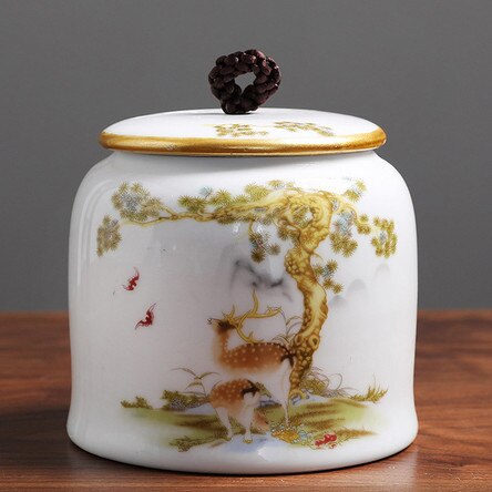 Jingdezhen-tarro hermético de cerámica para el hogar, latas de té, café, a prueba de humedad, contenedor de especias de grano de cocina: G  11.8X11CM  640ML