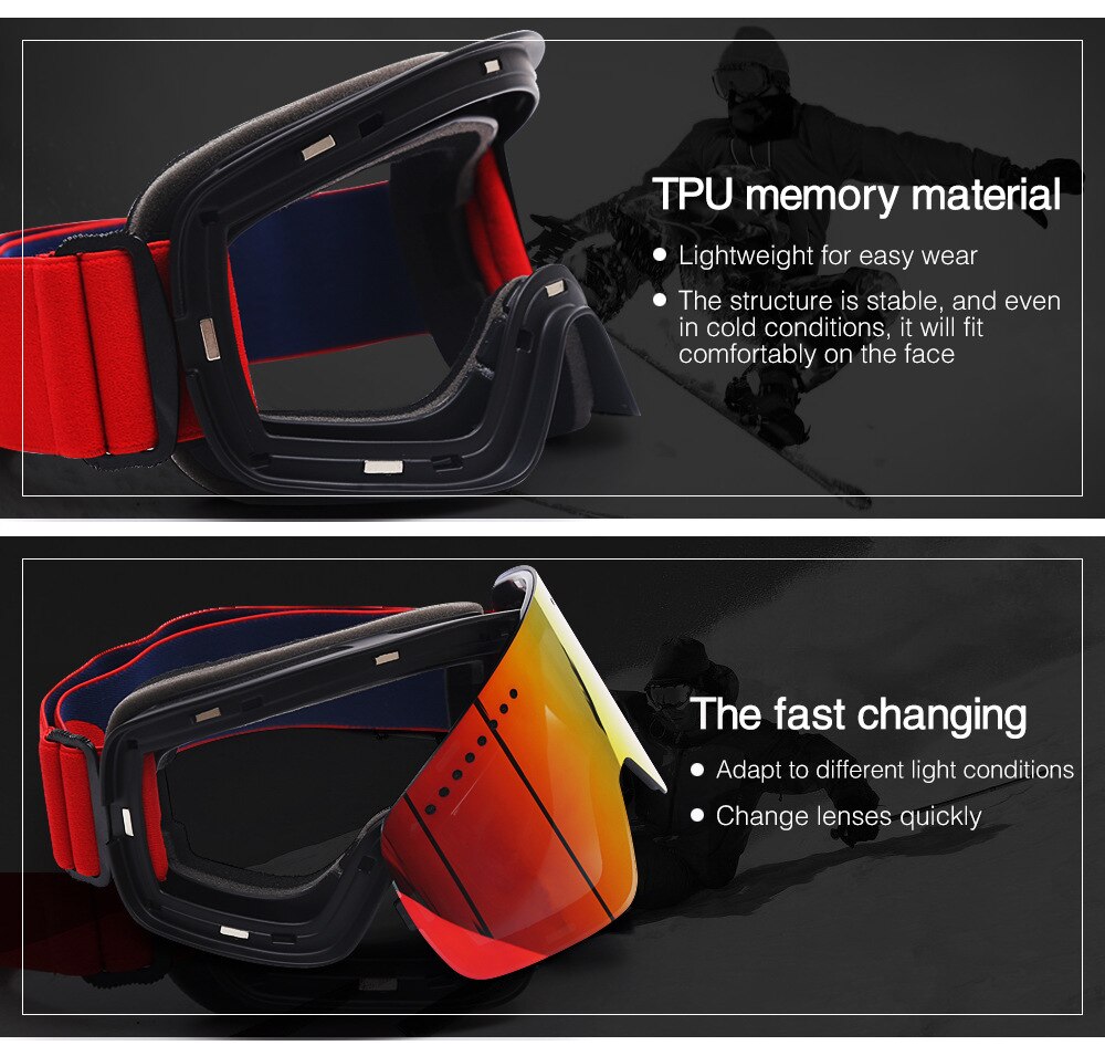 Magnetische Ski Brille Anti-Nebel-Doppel Objektiv Uv400 Professionelle Ski Brille Brillen Männer Frauen Skifahren Snowboard Brille Googles