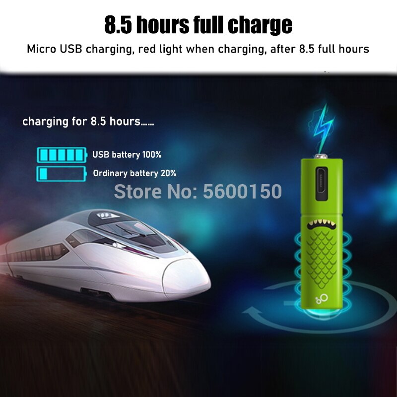 Aa usb ni-mh oppladbart batteri 1.2v med mikro-usb ladekabel til fjernkontroll mus e-enhet